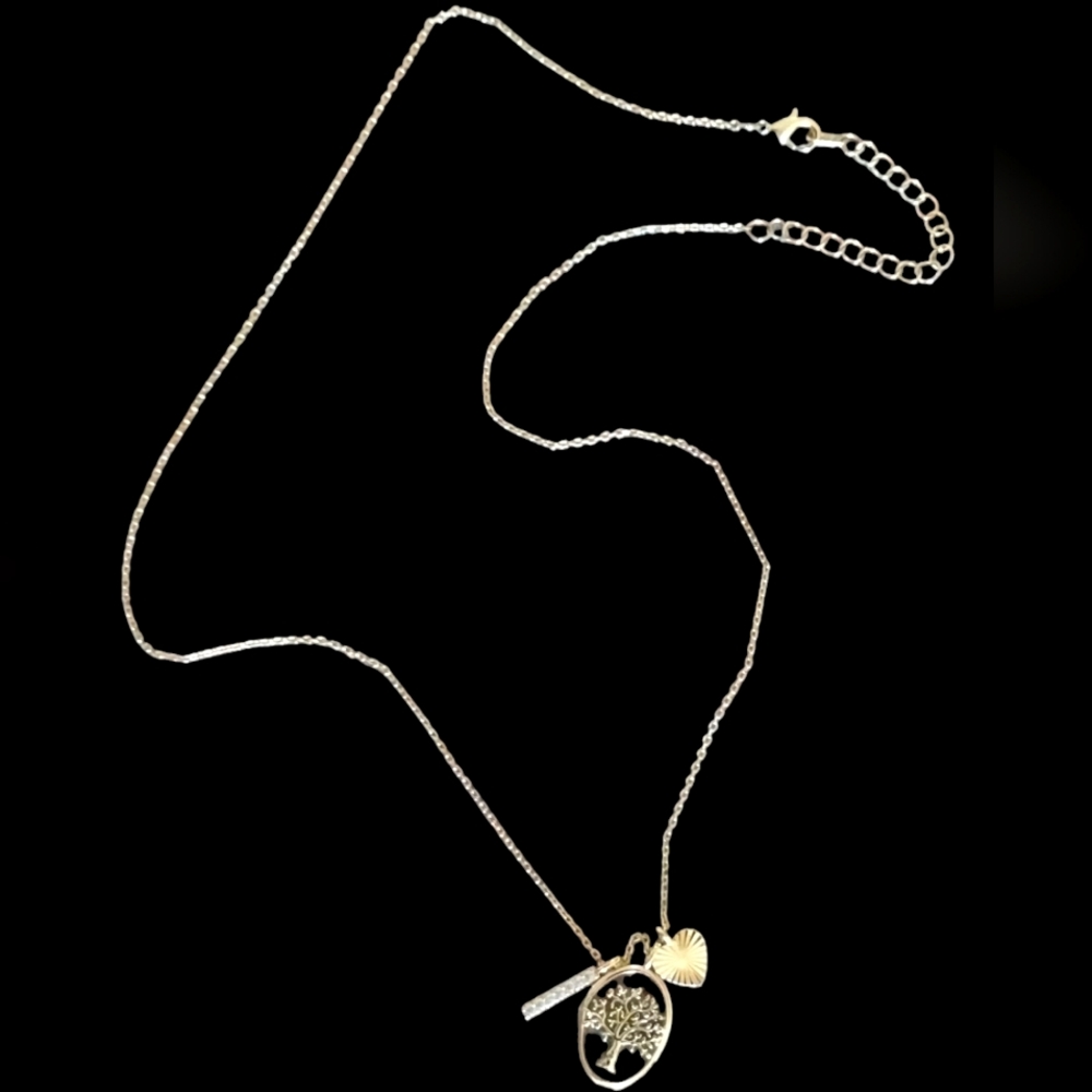BOGO: Gold Tone Tree, Heart & Gems Necklace